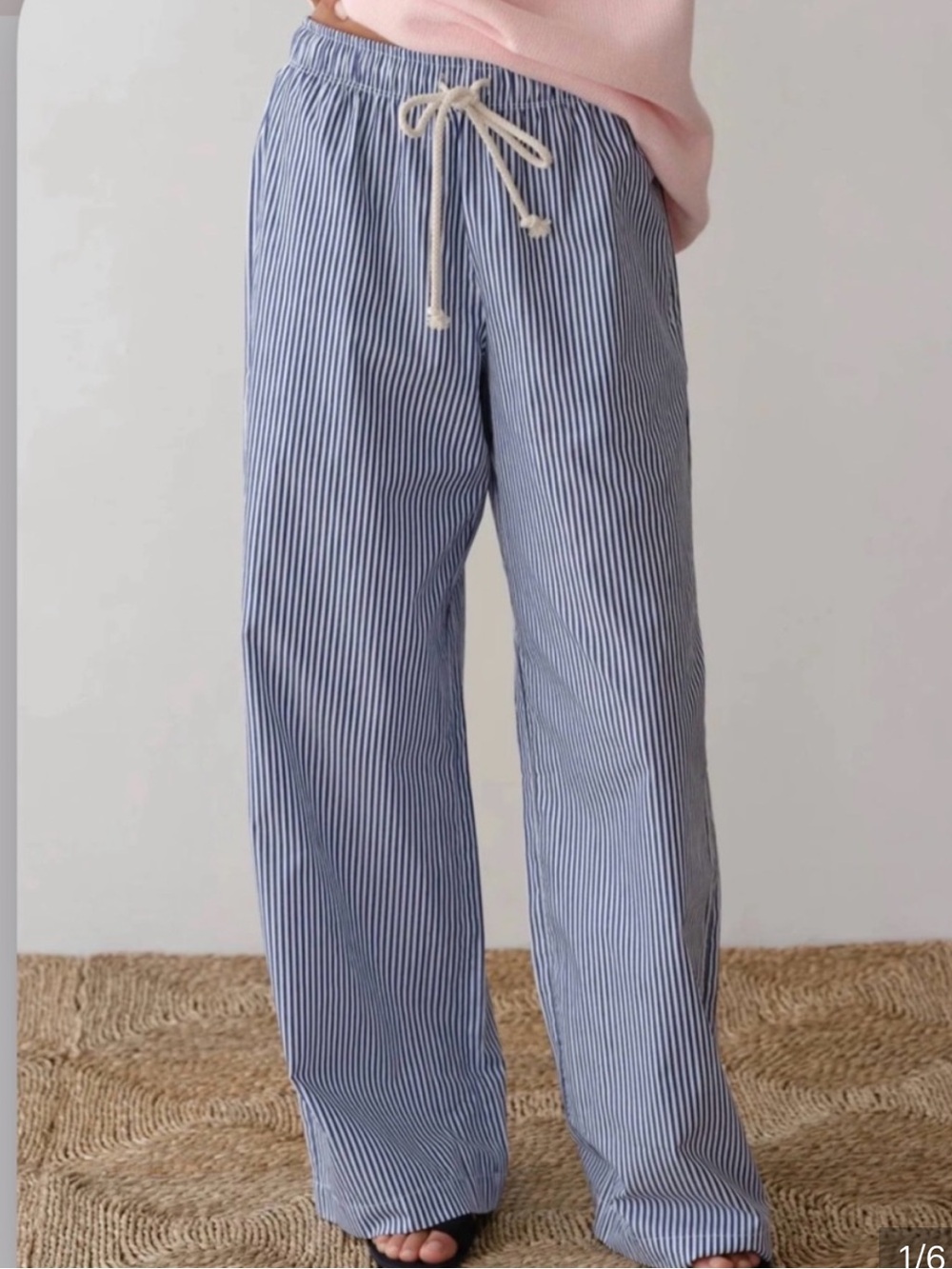 Donni 100% Cotton Navy White Striped Pop Pants XS New! Beach Resort Vacation